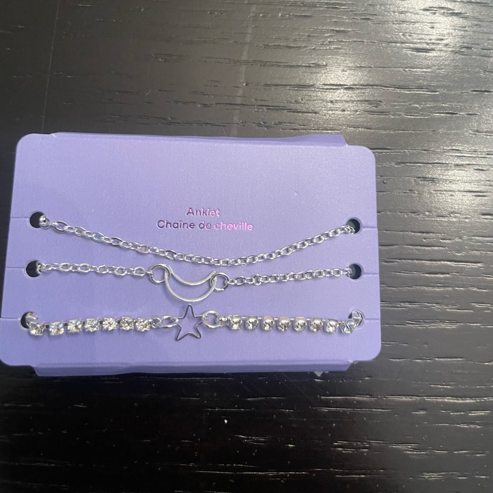 Claire’s Moon, star, and chain metal anklet